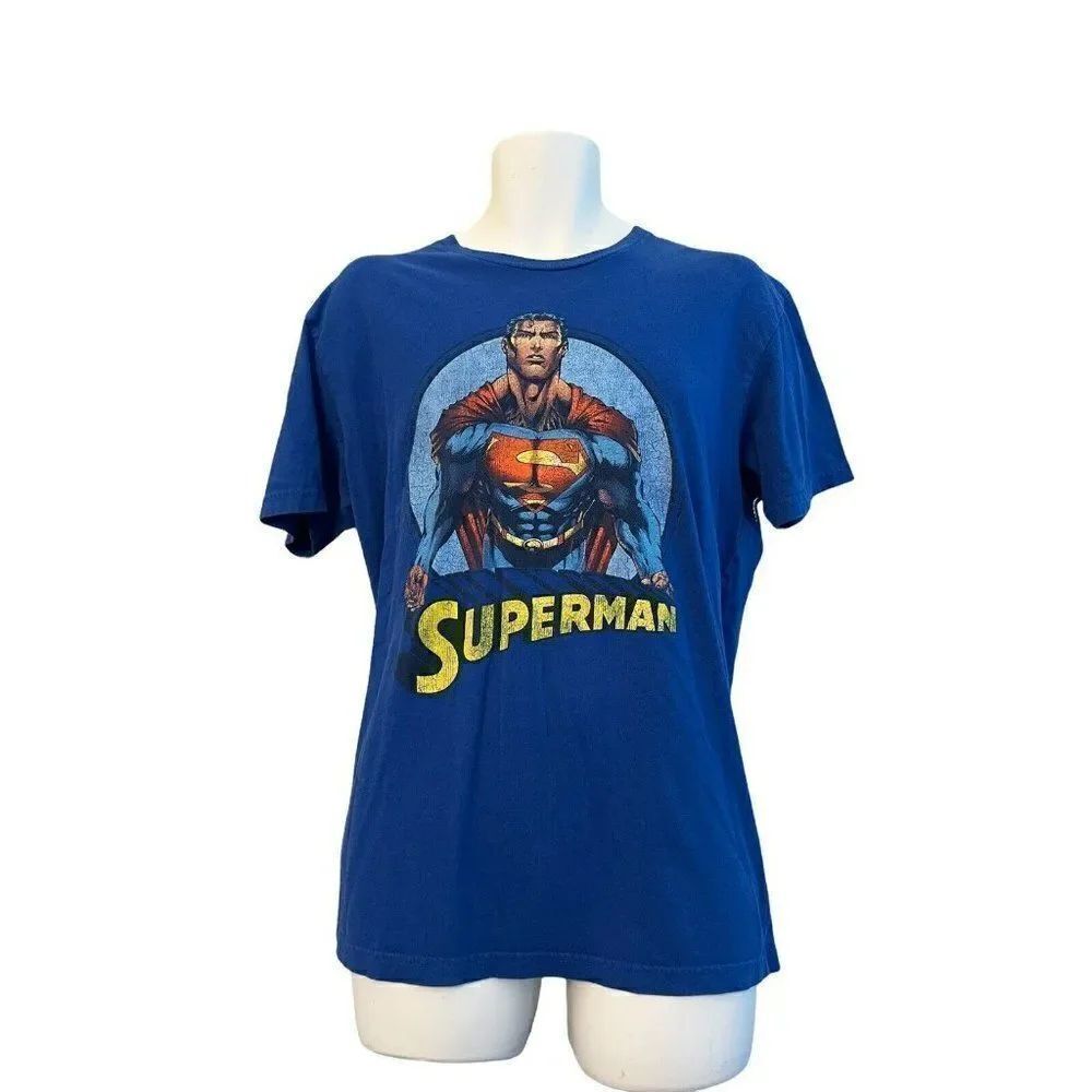 DC Comics Superman T Shirt Large Man of Steel Clark Kent Logo Sapphire Blue